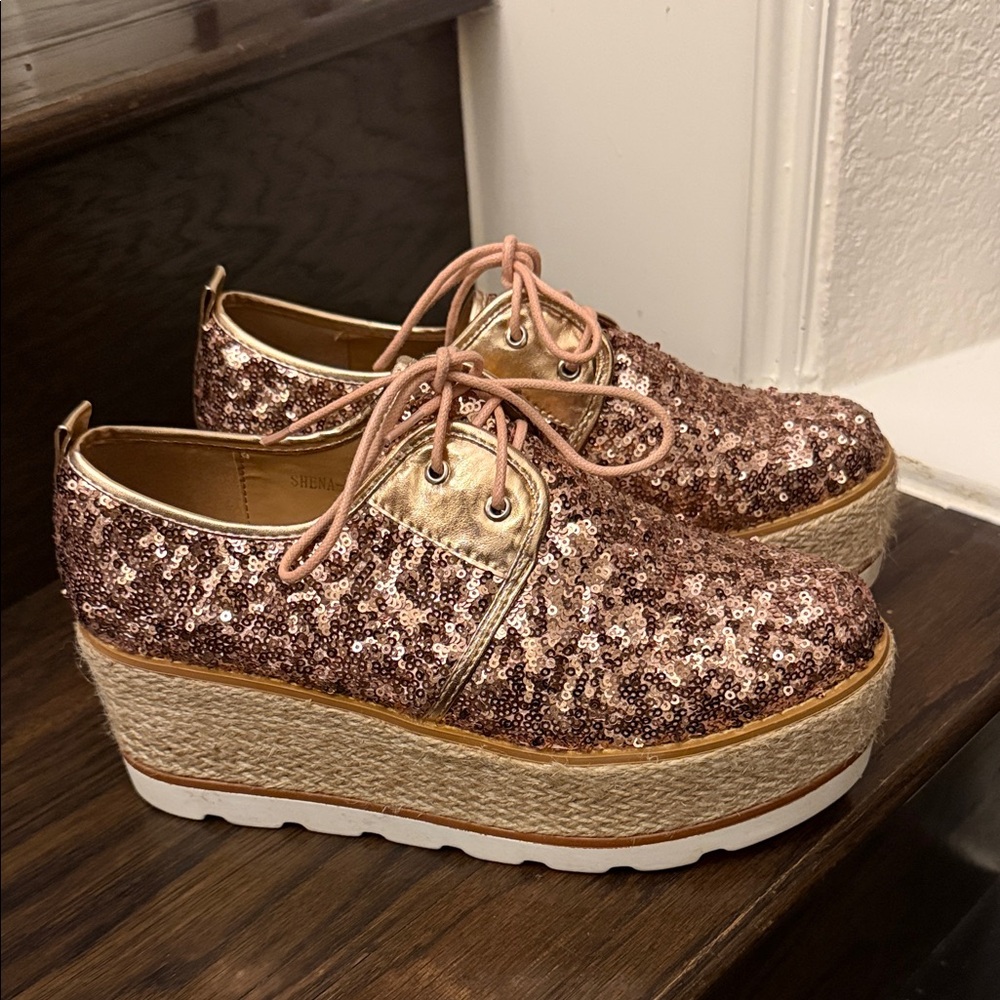Sequin Platform Sneakers